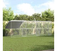 Guinea Pig Enclosure Rabbit Cage, Chicken Cage, Silver, 600 x 200 x 198.5 cm, Galvanised Steel, Rabbit House for Cats, Hamsters, Kittens