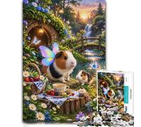 Guinea Pig Fairy Garden Jigsaw Puzzle 1000pcs (52x38cm) for Adults | For a Christmas gift idea for puzzle fans, this adult jigsaw puzzle with 1000 pieces gives adults a calm winter activity.