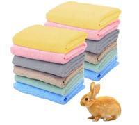 Guinea Pig Fleece Blankets 12 Pcs Soft Cage Liners & Bedding Mats Washable & Durable Pet Supplies for Small Animals - Hamster, Rabbit, Dog, Cat, Puppy Accessories (Mixed Colors, 35x75 cm)
