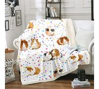 Guinea Pig Fleece Throw Blanket for Girls Kids Sherpa Plush Decorative Cartoon Lovely Pet Animal Colorful Polka Dots Fuzzy Sofa Bed Double 60x79 Inch