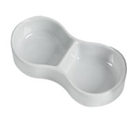 Guinea Pig Food Bowl, Reptile Water Bowl, Ceramic Food Container Dual Bowl Smooth Appearance Easy Maintenance not Easy Generate Dust and Stains, Hamster Food Bowl for Rabbits Guinea Pigs (Grey)