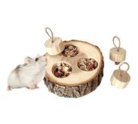 Guinea Pig Foraging Toys, 3 in 1 Hamsters Wooden Interactive Enrichment Toys, Treat Dispenser for Small Animal Funny Toys, for Rabbits, Bunny, Chinchillas, Rats and Gerbils (Wood Color)