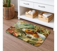 Guinea Pig Garden Bliss Bath Mat, Artistic Nature Scene Vibrant Green Red Leaves Non Slip Washable Bathroom Rugs, Spring Decorative Absorbent Mat for Home 16x24 Inch