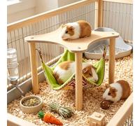 Guinea Pig Hammock with Natural Wooden Stand，A | Guinea Pig Hammock,Detachable,Suitable for All Seasons,Hanging Bed for Chinchilla Hamster Bunny Ferret