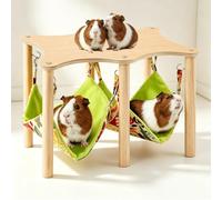 Guinea Pig Hammock with Natural Wooden Stand，B | Guinea Pig Hammock,Detachable,Suitable for All Seasons,Hanging Bed for Chinchilla Hamster Bunny Ferret
