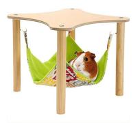 Guinea Pig Hammock with Natural Wooden Stand, Swinging Hangable Small Animal Bed, Pet Cage Hammock Hamster Toy, for Chinchilla Rat Hamster Bunny Ferrets Sleeping Hiding