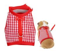 Guinea Pig Harness and Leash,Adjustable Guinea Pig Harness,Elastic Guineas Pigs Leash and Harnes,Ideal for Pet Hamster Squirrel Animals & Safe Pet Supervision(Red Plaid)