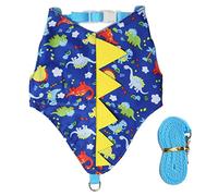 Guinea Pig Harness and Leash, Breathable Polyester Flannel Small Animal Harness Comfort Padded Vest Cute Dinosaur Pattern Pet Clothes Leash(M)