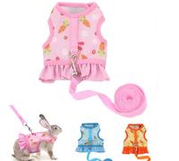 Guinea Pig Harness and Leash Set, Bunny Vest Rabbit Clothes Ferret Rats Hamster Escape-Proof Soft Mesh Cute Carrot Pattern for Chinchilla Small Animals Pet Kitten Puppy Pink L