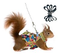 Guinea Pig Harness Skirt Clothes and Leash, Adjustable Hamster Ferret Harness and Leash Set, No Pull Walking Vest for Ferrets, Chinchillas and Similar Small Animals (flowercolor, S)