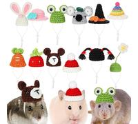 Guinea Pig Hat - 12PCS Knitted Tiny Hats with Adjustable Strap,Colorful Costume Accessories for Guinea Pig, Hamster Costume, Party Hats for Chinchilla