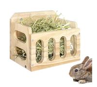 Guinea Pig Hay Feeder - Wood, Wooden Hay Rack Waste-Reducing Large Capacity | -Position Veggie & Fruit Insert For Guinea Pigs, Rabbits, Chinchillas, Hamsters, Cage Accessories