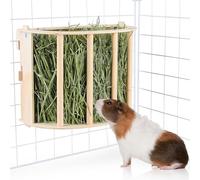 Guinea Pig Hay Feeder Wooden Rabbit Hay Feeder Big Volume Bunny Hay Holder Hanging Hay Rack with Instructions Guinea Pig Cages Accessories for Chinchilla and Ferret, Rabbit Cage Accessories
