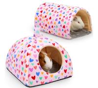 Guinea Pig Hideout, Glittme Soft Guinea Pig Bed and Tunnel, 2 Pack Washable Guinea Pig Tunnel with House Guinea Pig Accessories for Hamster, Rabbit, Bunny, Small Animal