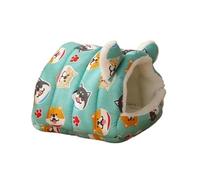 Guinea Pig Hideout,Guinea Pig Bed Small Animals Pet Golden Bear Cotton Nest House Bird Cages Rabbit Rat Parrot Hamster Bed Soft Warm Winter Products(Blue puppy,L 19 x 19cm)