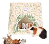 Guinea Pig Hideout Large with Curtain, Bunny Hideout, Machine Washable Guinea Pig Hide Tent houses & Habitats, Small Animal Hideout for Pet Rabbit, Ferret, Rat, Chinchilla, Squirrel (Flower, Large)