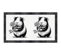 'Guinea Pig Holding Marigold' Pet Feeding Mat (PM00028663)