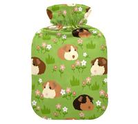 Guinea Pig Hot Water Bottle with Soft Velvet Cover Hot Water Bag for Pain Relief Hot and Cold Compress Body Bed Warmer 1L