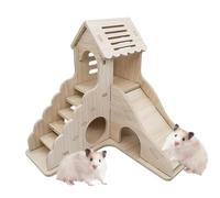 Guinea Pig House and Cidea,Guinea Pig Lair Wood,Two-tier Hamster Shelter House Guinea Pig House | Hamster Habitat Small Animal Ladder and Hamster Cabin with Slide