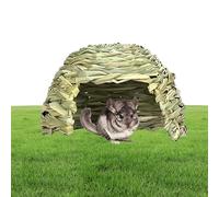 Guinea Pig Hut Pet Straw House Folding Sleeping Bed Grass Hideaway Hidden Bed for Small Animal Games Playhouse with Hay Bed for Pets