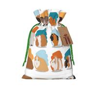 Guinea Pig Illustration Drawstring Gift Bags Small Item Treats Wrapping Storage Bags Christmas Birthday Party Holiday