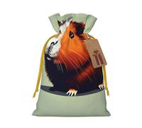 Guinea Pig Illustration Print Christmas Drawstring Gift Bags With Cards For Xmas Party Decorations Holiday