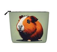 Guinea Pig Illustration Print Fake Hemp Makeup Bag – Travel Toiletry Pouch for Women, Daily Storage, Business Trips, and More