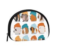 Guinea Pig Illustration Print Mini Coin Storage Bag â€“ Full-Print Design, Polyester Fiber Material, Compact Size, Convenient and Versatile