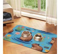 Guinea Pig Illustration Print Pet Absorbent Leather Tablecloth for Dogs Cats,Pet Food Mat Leather Feeding Mat for Dogs Cats