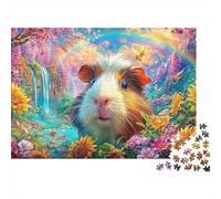 Guinea Pig in A Rainbow Garden 1000-Piece Jigsaw Puzzle Cute Guinea Pig Ideal for Men, Women, Elders & Seniors 52x38cm/1000pcs