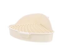 Guinea Pig Litter Box Plastic Corner Toilet with Double Hook | PP Two-layer Grid Structure, Detachable Bottom Mesh, White Finish, for Bunny and Small Animals