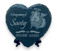 Guinea Pig Memorial Plaque - Personalized Heart Stone Slate 11cm - Custom Pet Loss Gift with Name, Dates & Photo - Engraved Remembrance Keepsake - Small Animal Memorial