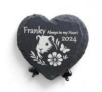 Guinea Pig Memorial Stone - Heart-Shaped 11cm x 11cm Natural Stone Plaque, Handcrafted and Personalized with Name & Dates - Includes Free Stand - A Heartfelt Tribute for Your Beloved Pet