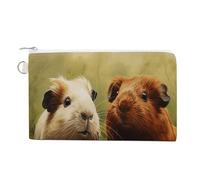 Guinea Pig on The Grass Canvas Coin Purse, Portable Zippered Change Pouch for Women, Small Wallet for Coins Keys Cards Lipstick