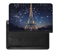 Guinea Pig Passport Holder Slim Travel Wallet RFID Blocking Card Case Cover Passport Cover Protector Essentials with Credit Card Slots for Women/Men, Night Paris Eiffel, One Size, Modern