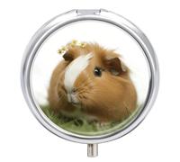 Guinea Pig Pill Box Round Portable Small Pill Case Waterproof Travel Pill Box Organizer for Pocket Purse and Daily Convenience