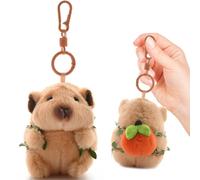Guinea Pig Plush Keychain - Funny Keyring Charm for Women, Men, Kids | Car Key Handbag Purse Backpack Decor and Birthday Gift, Yellow Persimmons, Medium