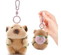 Guinea Pig Plush Keychain - Funny Keyring Charm for Women, Men, Kids | Car Key Handbag Purse Backpack Decor and Birthday Gift, Yellow Strawberry, Medium