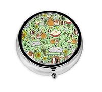 Guinea Pig Print Round Pill Organizer 3 Compartment Pill Box Portable Medicine Pill Case for Outdoor Travel