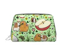 Guinea Pig Printed Small Makeup Bag Portable Leather Make up Bag Travel Cosmetic Bags Organizer for Women, Silver Zipper