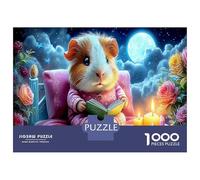 Guinea Pig Reading 1000Pieces JigsawPuzzlesHamster Reading KidsforAdult Colourful LargePiecePuzzles Age12+byth EducationalGame Uncover The Puzzle 52x38cm/1000pcs