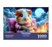 Guinea Pig Reading Jigsaw Puzzles for Adults Challenging Puzzle Games The Impossible Challenge 1000 Piece Fantasy Hamster Difficult Hard Jigsaw Puzzles for Man And Woman with Letters on Back 70x50cm/1