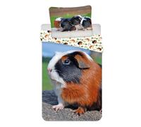 Jerry Fabrics 20BS411 Children's Bed Linen with Reversible Guinea Pig Pet Duvet Cover 140 x 200 cm Pillowcase 70 x 90 cm 100% Cotton Zip Closure Multi-Coloured