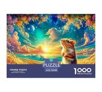 Guinea Pig Stands in Wheat, Gazing at A Sunset Sky with A Moon 1000 Piece Jigsaw Puzzle Cute Guinea Pig for Boys, Girls, Men & Women 52x38cm/1000pcs