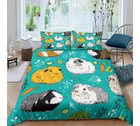 Guinea Pig Super King Duvet Cover Set 3D Printed Pastoral Style Bedding Set Ultra Soft Microfiber Quilt Cover 220x260 cm for Double Bed with 2 Pillowcases with Zipper G/840