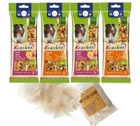 Guinea Pig Treat Bundle with 4 Packs Chew Sticks (Fruit & Honey) and Soft Cage Bedding - 5 Piece Snack & Comfort Set