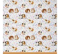 Guinea Pig Upholstery Fabric by The Yard Cute Cavy Colorful Polka Dots Outdoor Fabric by The Yard Pet Animal Fabric for Upholstery and Home DIY Projects 2 Yards,(L184*W150cm) Pink White