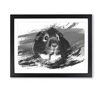 Guinea Pig V1 Modern Framed Print | A2 Black Framed Wall Art | Ready to Hang | Modern Nature Picture | Living Room Bedroom Lounge Office