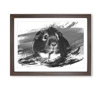 Guinea Pig V1 Modern Framed Print | A4 Walnut Framed Wall Art | Ready to Hang | Modern Nature Picture | Living Room Bedroom Lounge Office