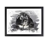 Guinea Pig V3 Modern Framed Print | A3 Black Framed Wall Art | Ready to Hang | Modern Nature Picture | Living Room Bedroom Lounge Office